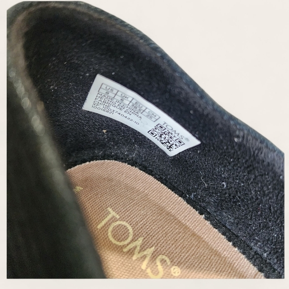 Toms black D’Orsay flats suede toe reptile texture heel almond toe size 8 NWOT - Picture 7 of 9